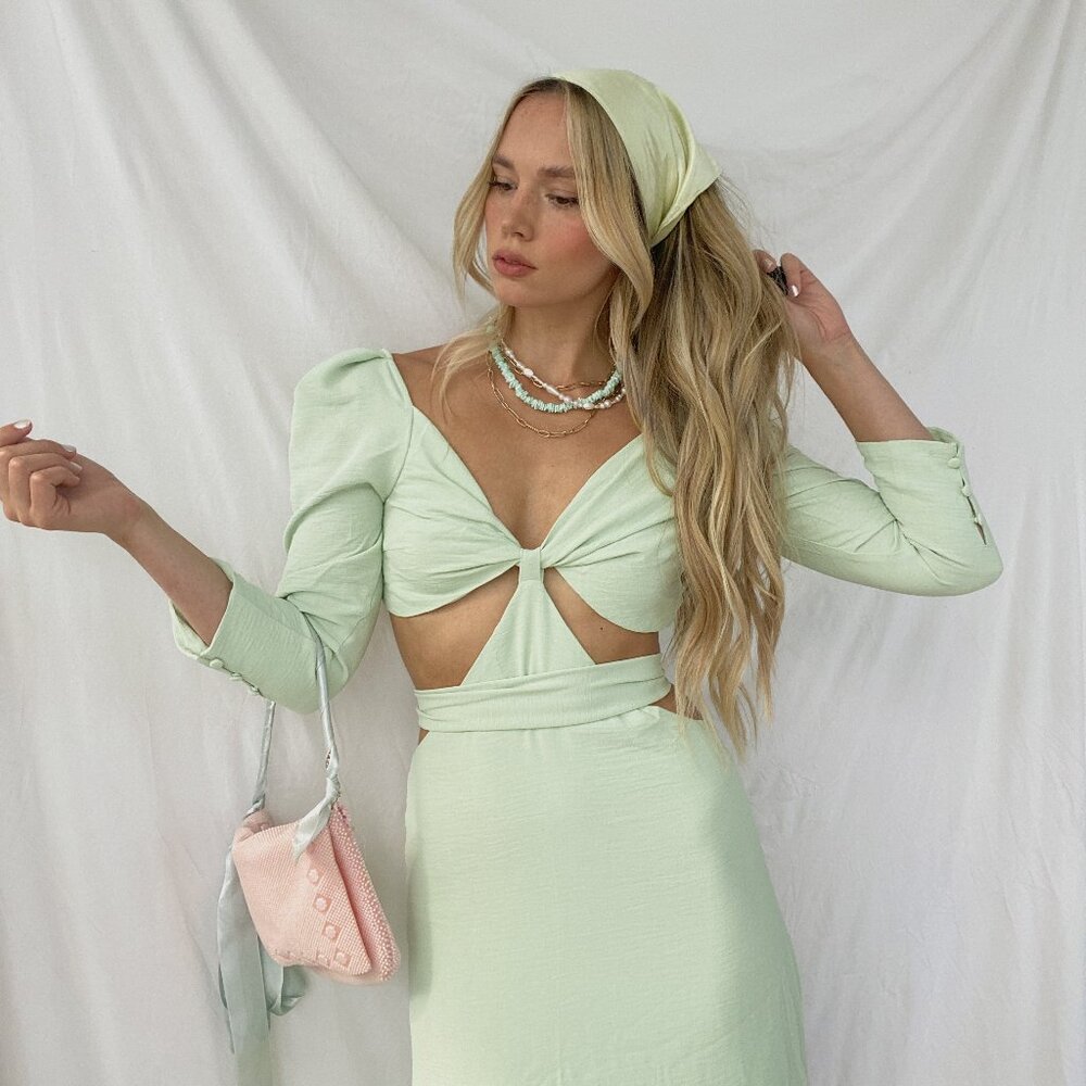 Mint Green Cut Out Midi Dress